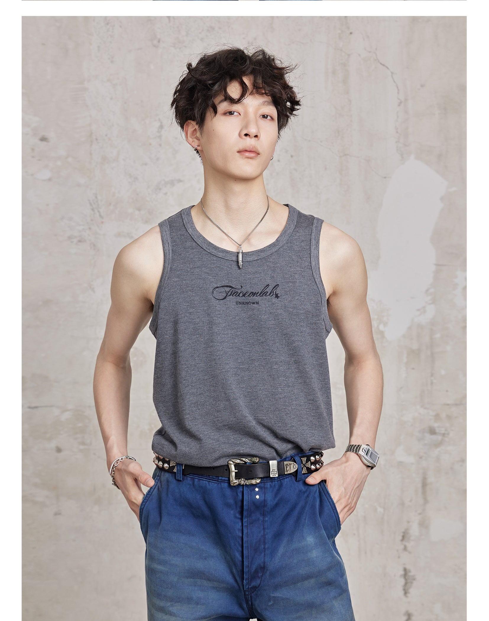 FACEONKAB Solid Color Wool Vest