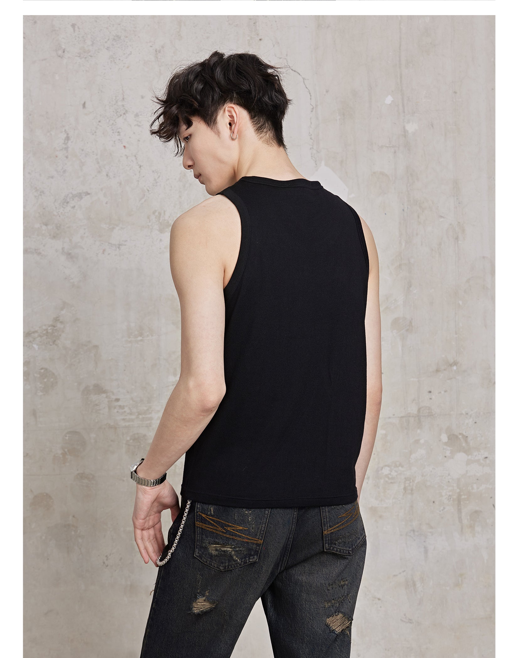 FACEONKAB Solid Color Wool Vest