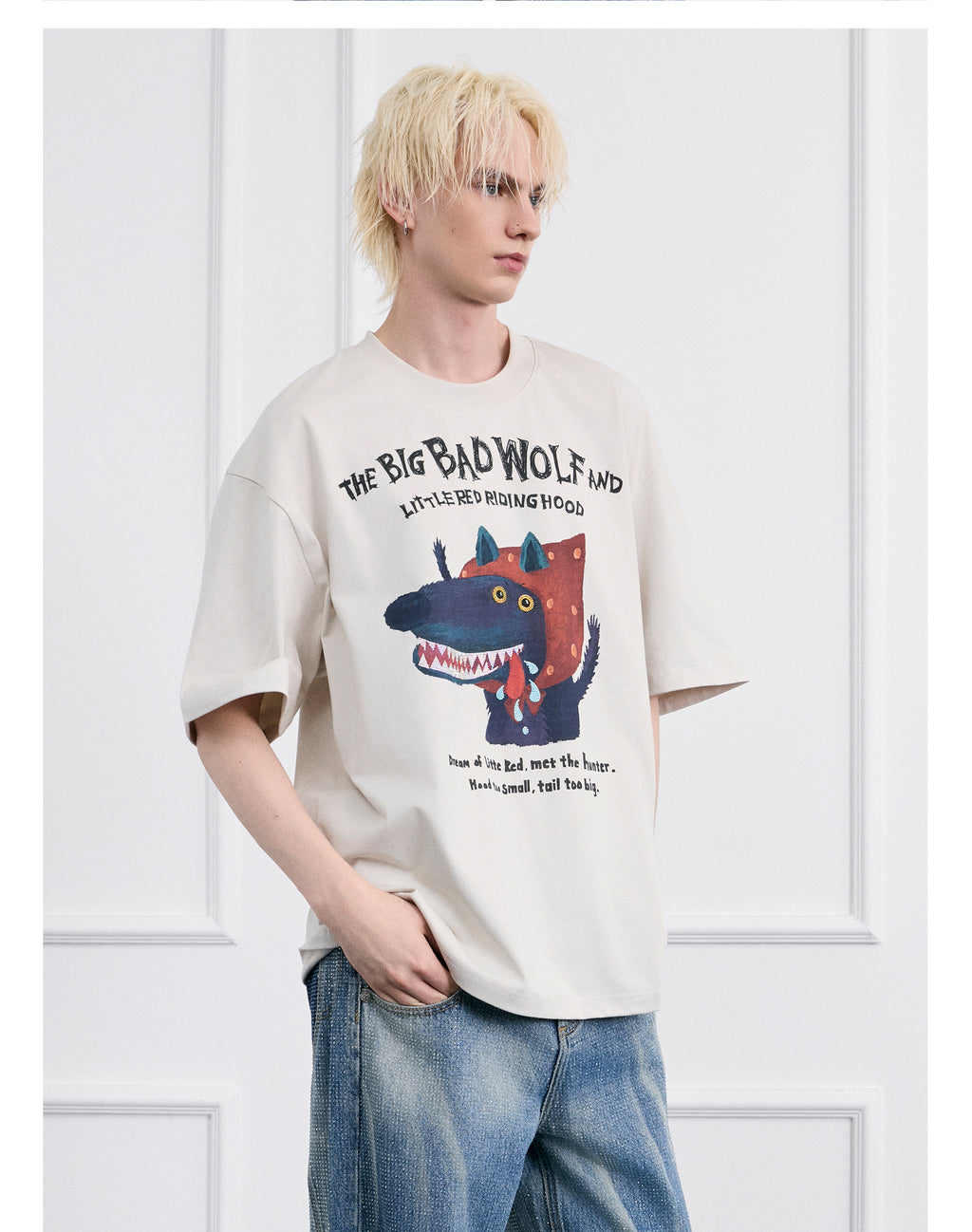 FACEONLAB Dark Fairy Tale Big Bad Wolf Graphic Tee