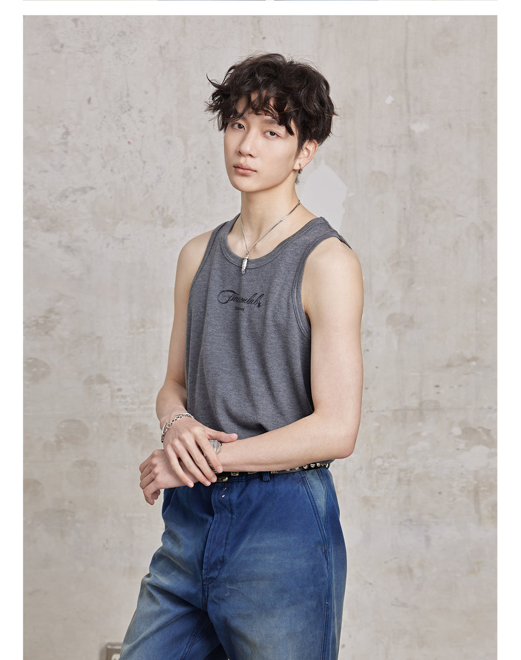 FACEONKAB Solid Color Wool Vest
