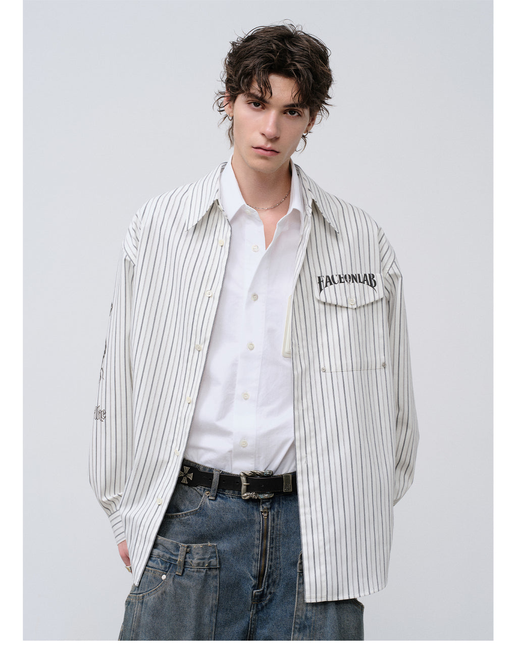 FACEONLAB Danger & Temptation Striped Animal Print Shirt
