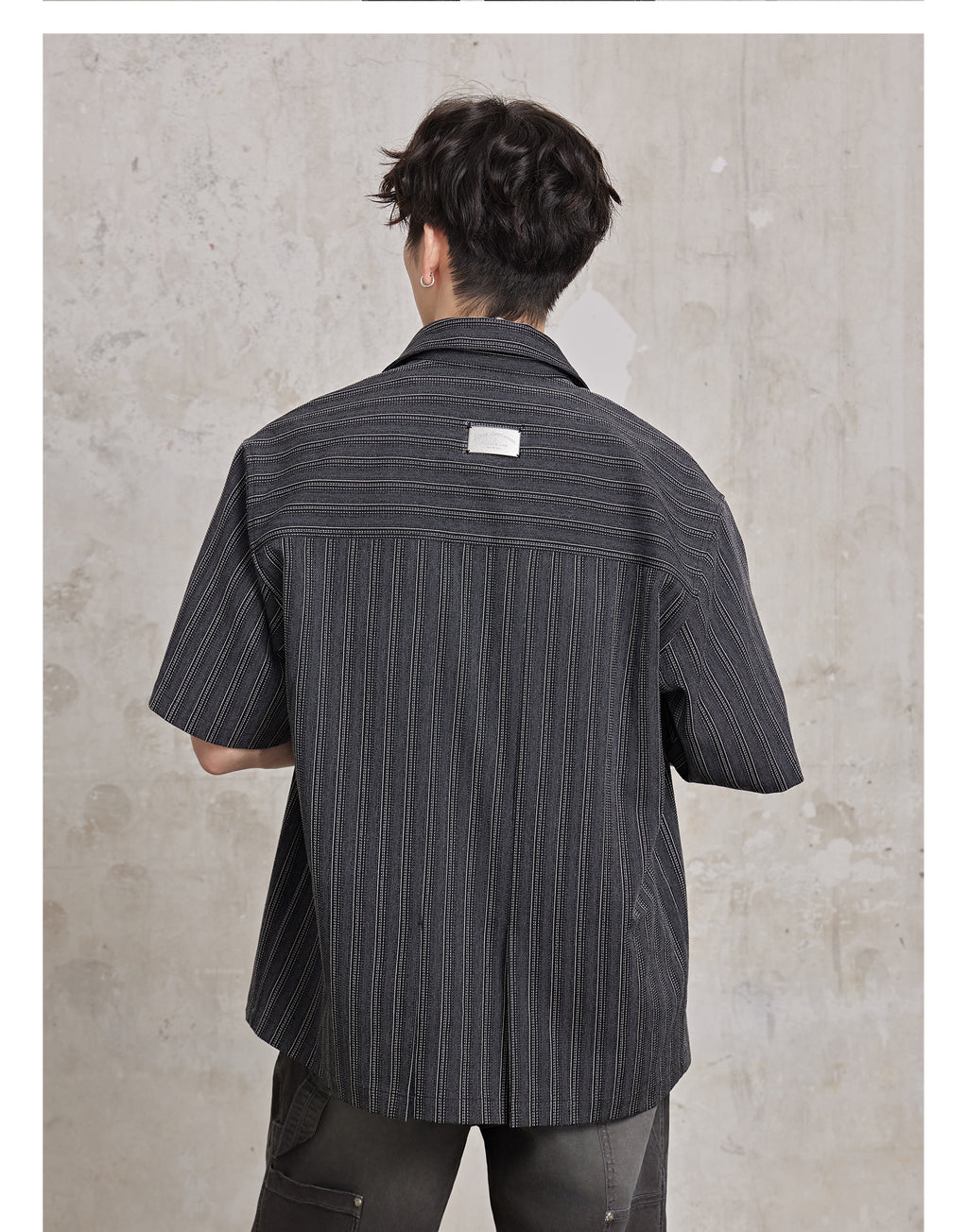 FACEONLAB Striped Short Sleeve Shirt