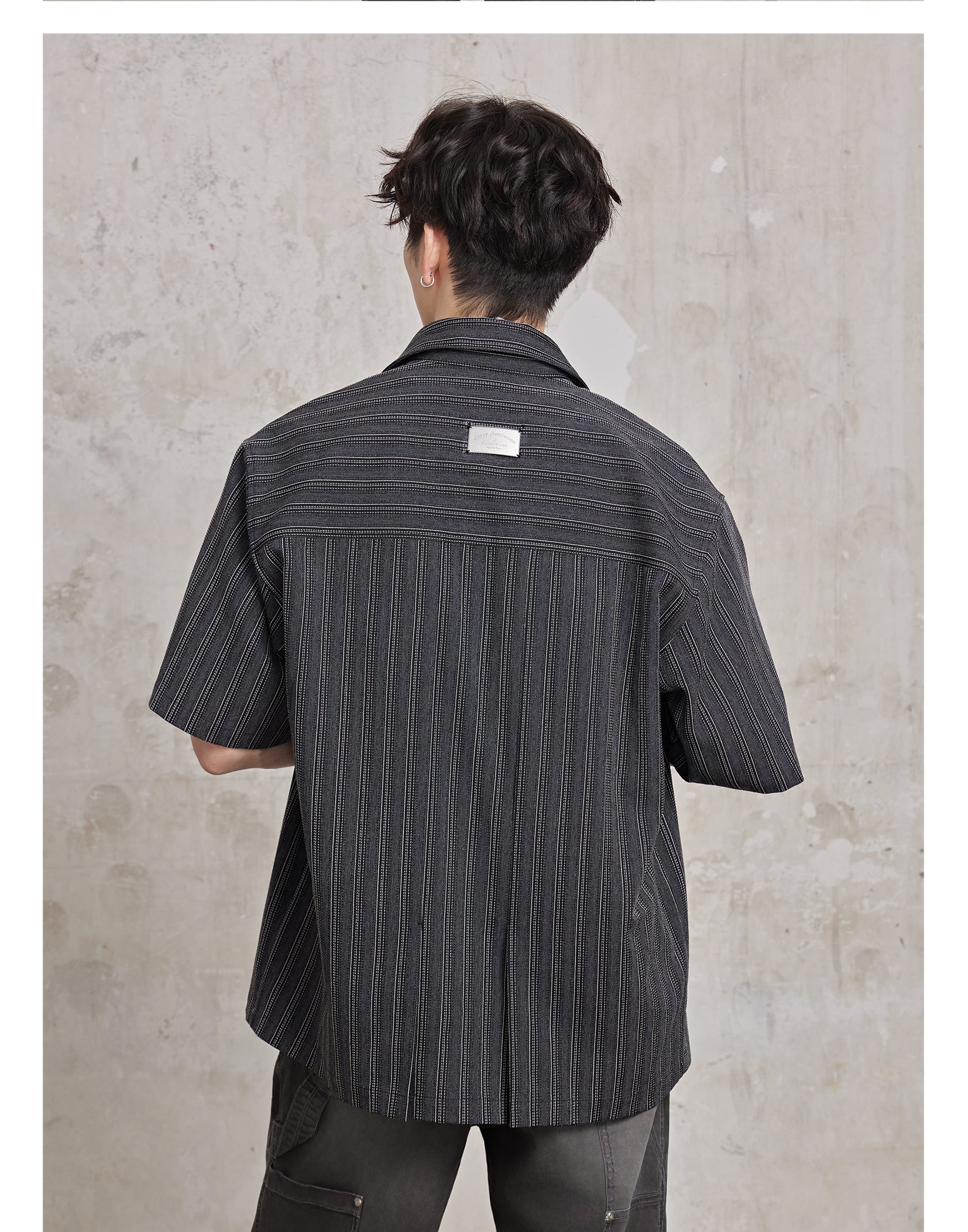 FACEONLAB Striped Short Sleeve Shirt