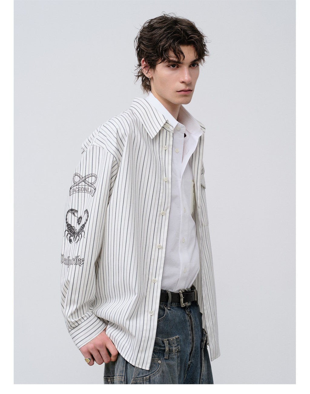 FACEONLAB Danger & Temptation Striped Animal Print Shirt