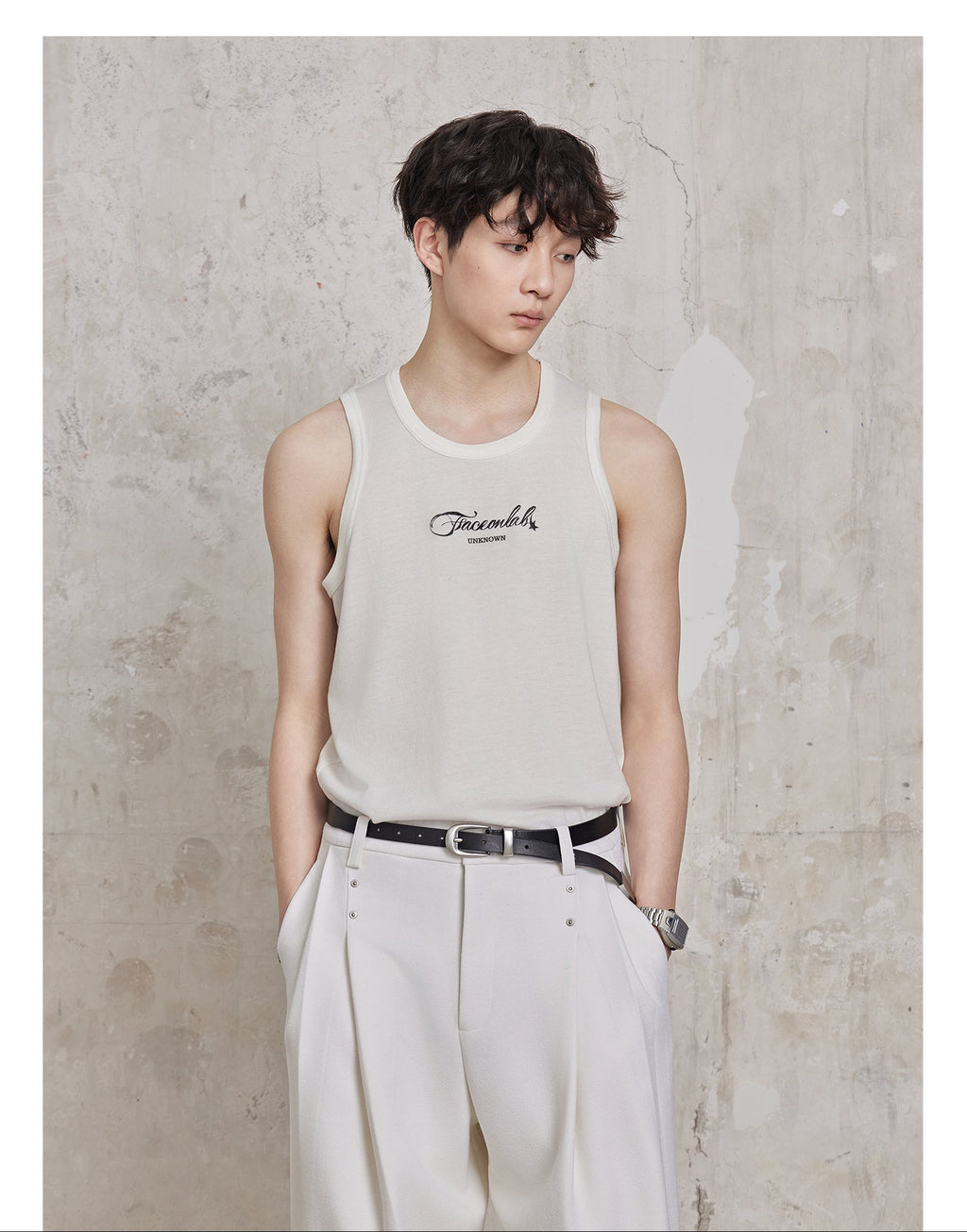 FACEONKAB Solid Color Wool Vest