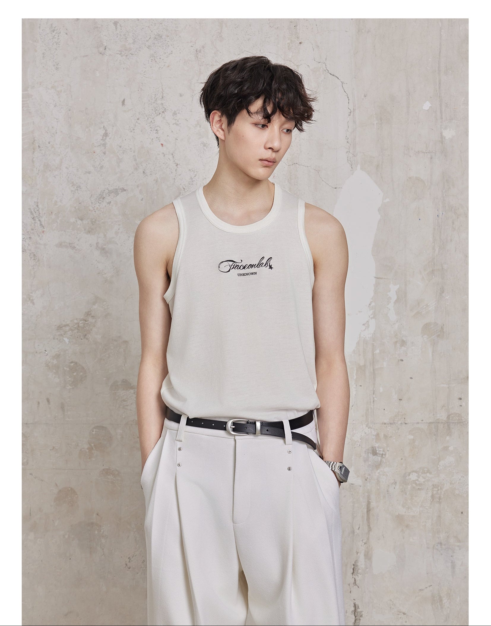 FACEONKAB Solid Color Wool Vest
