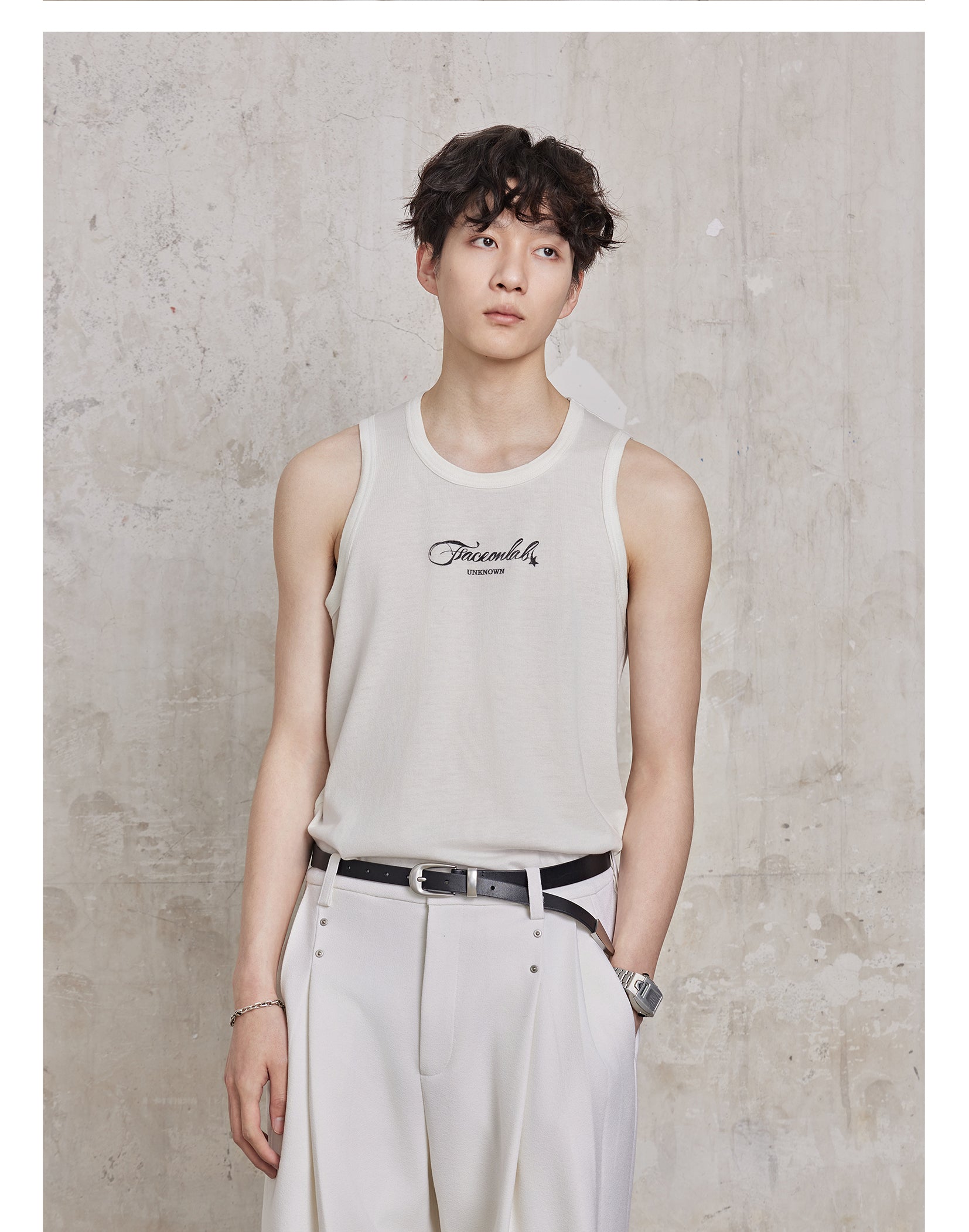 FACEONKAB Solid Color Wool Vest