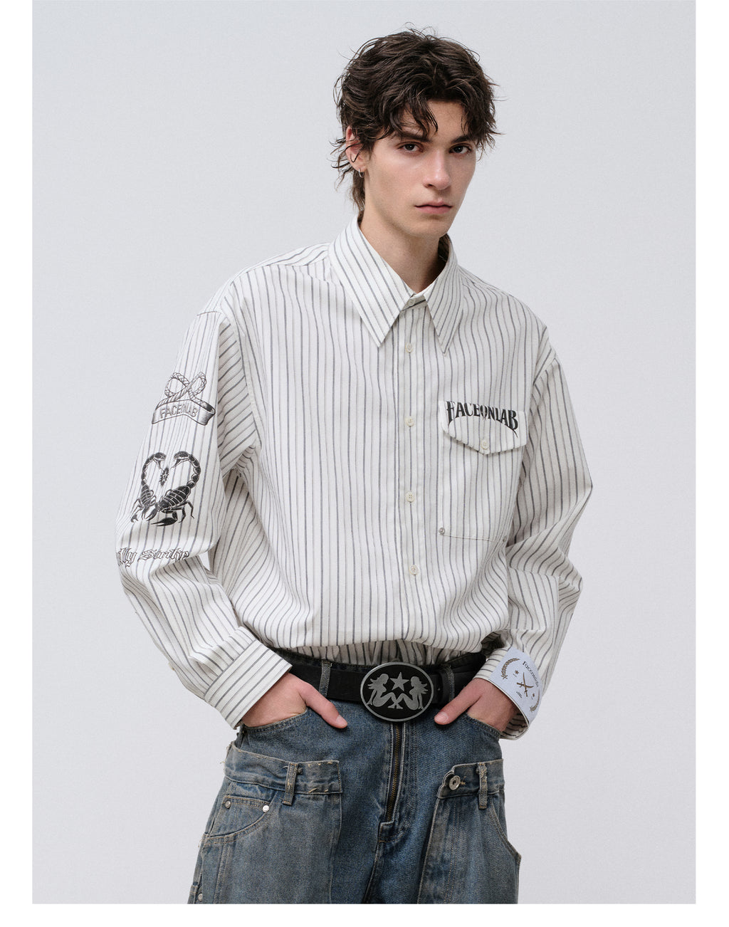 FACEONLAB Danger & Temptation Striped Animal Print Shirt