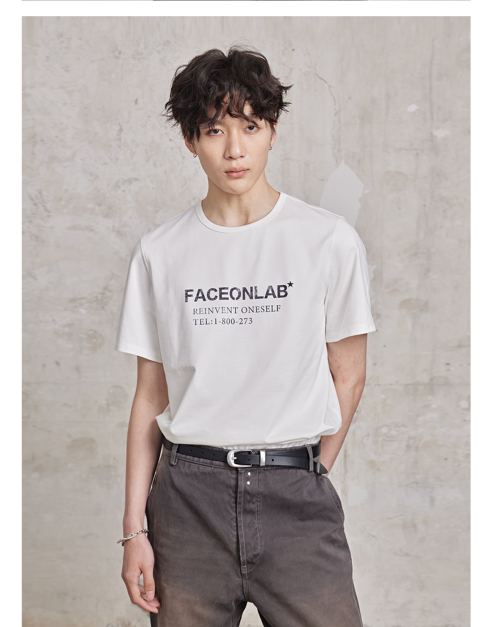 FACEONLAB Basic Plain T-shirt
