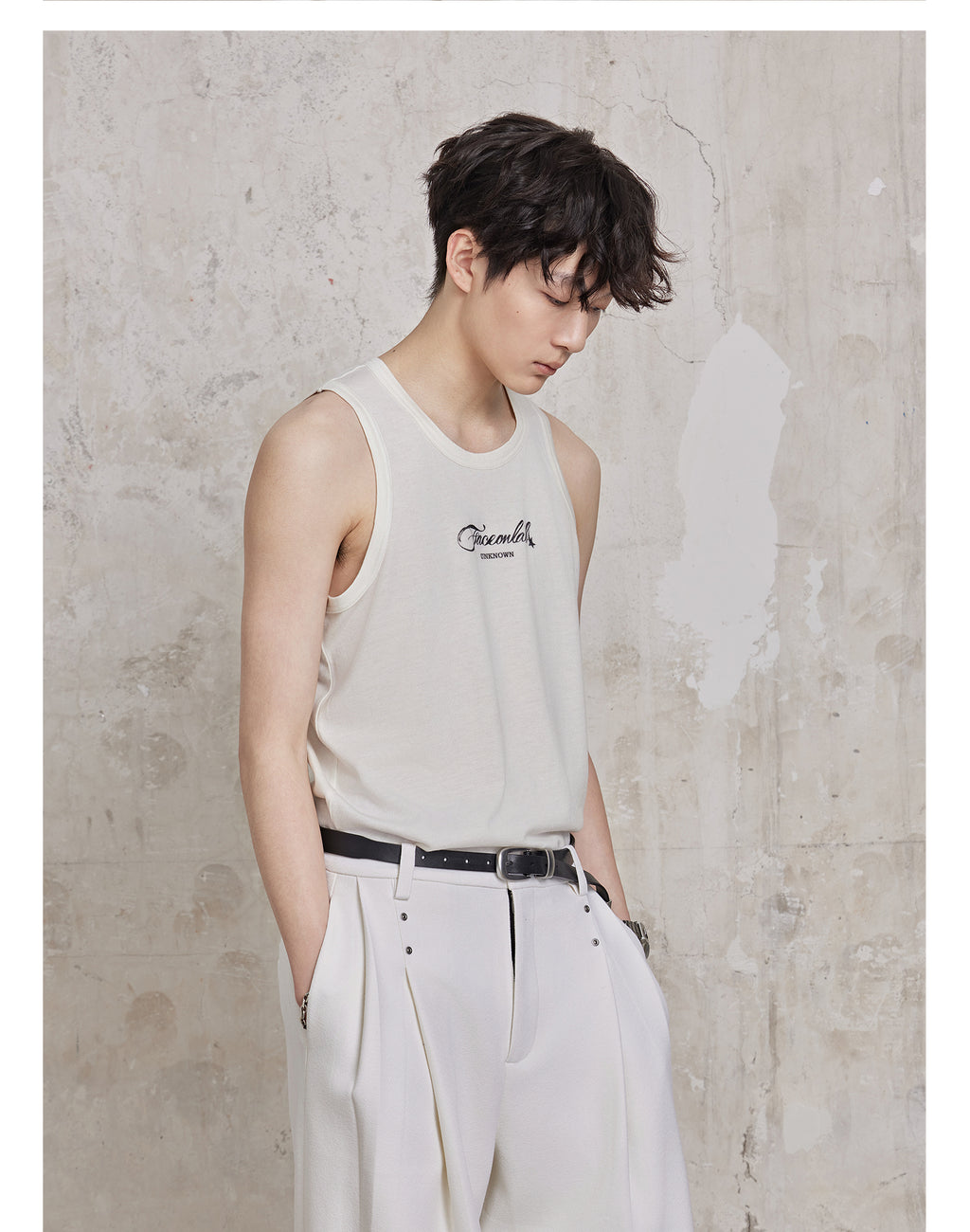 FACEONKAB Solid Color Wool Vest