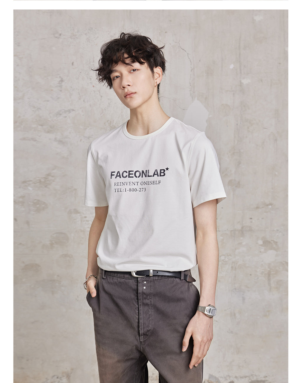 FACEONLAB Basic Plain T-shirt