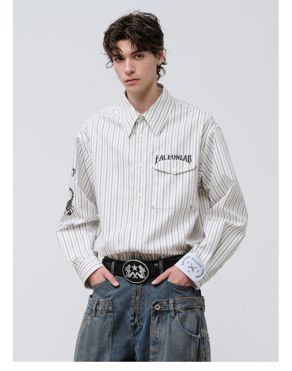 FACEONLAB Danger & Temptation Striped Animal Print Shirt