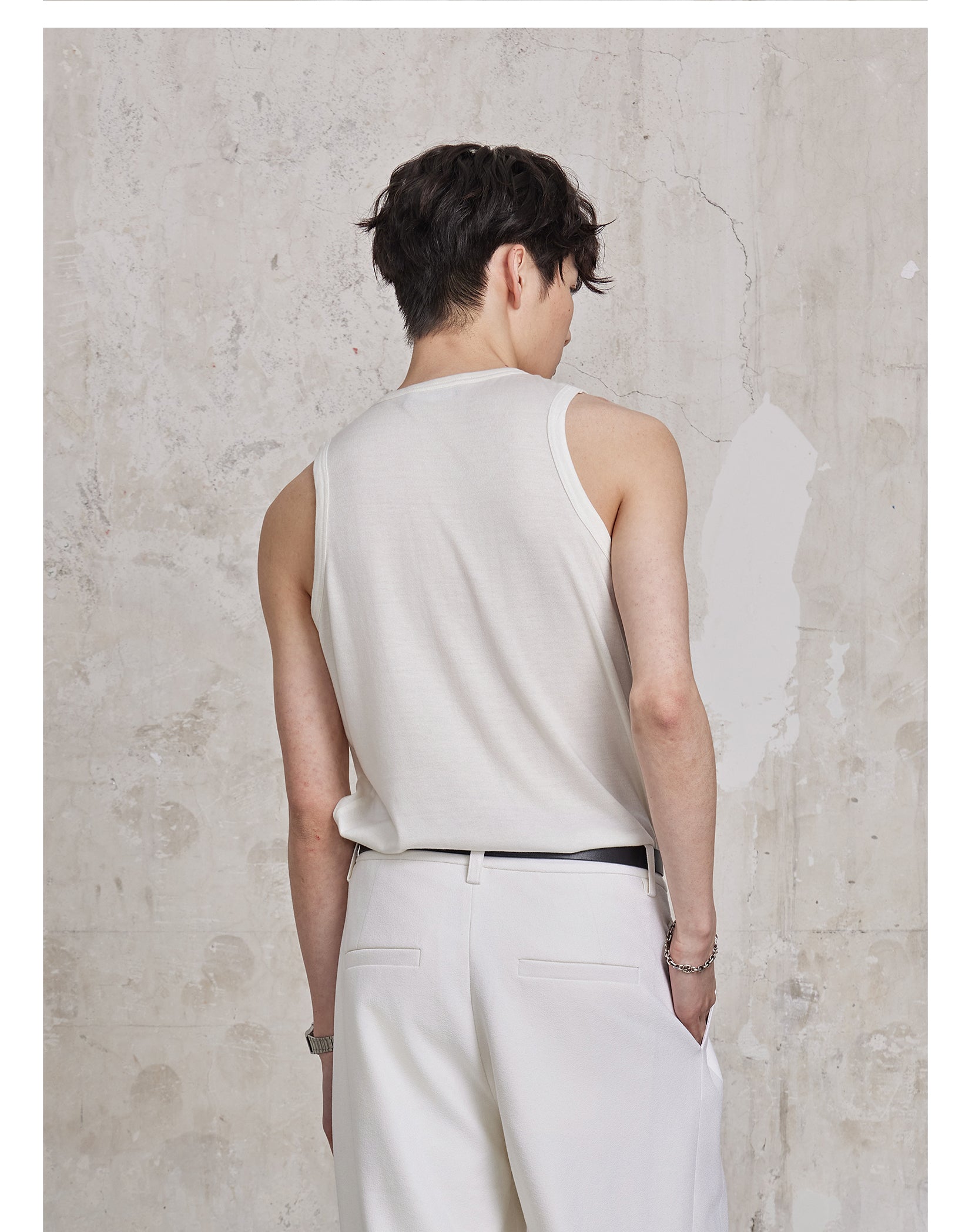 FACEONKAB Solid Color Wool Vest