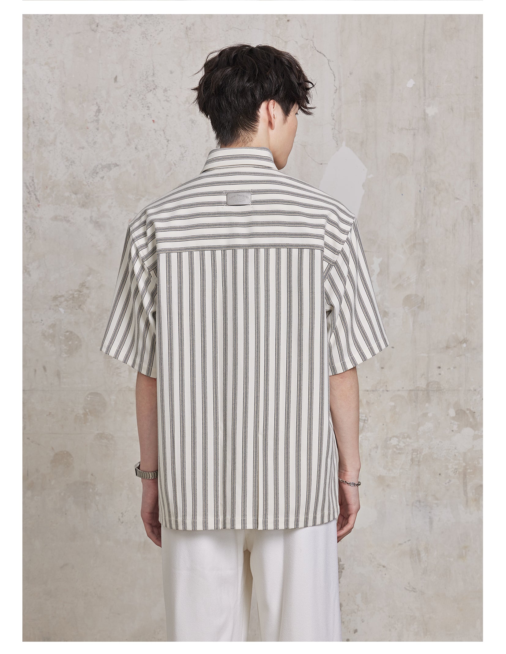 FACEONLAB Striped Short Sleeve Shirt