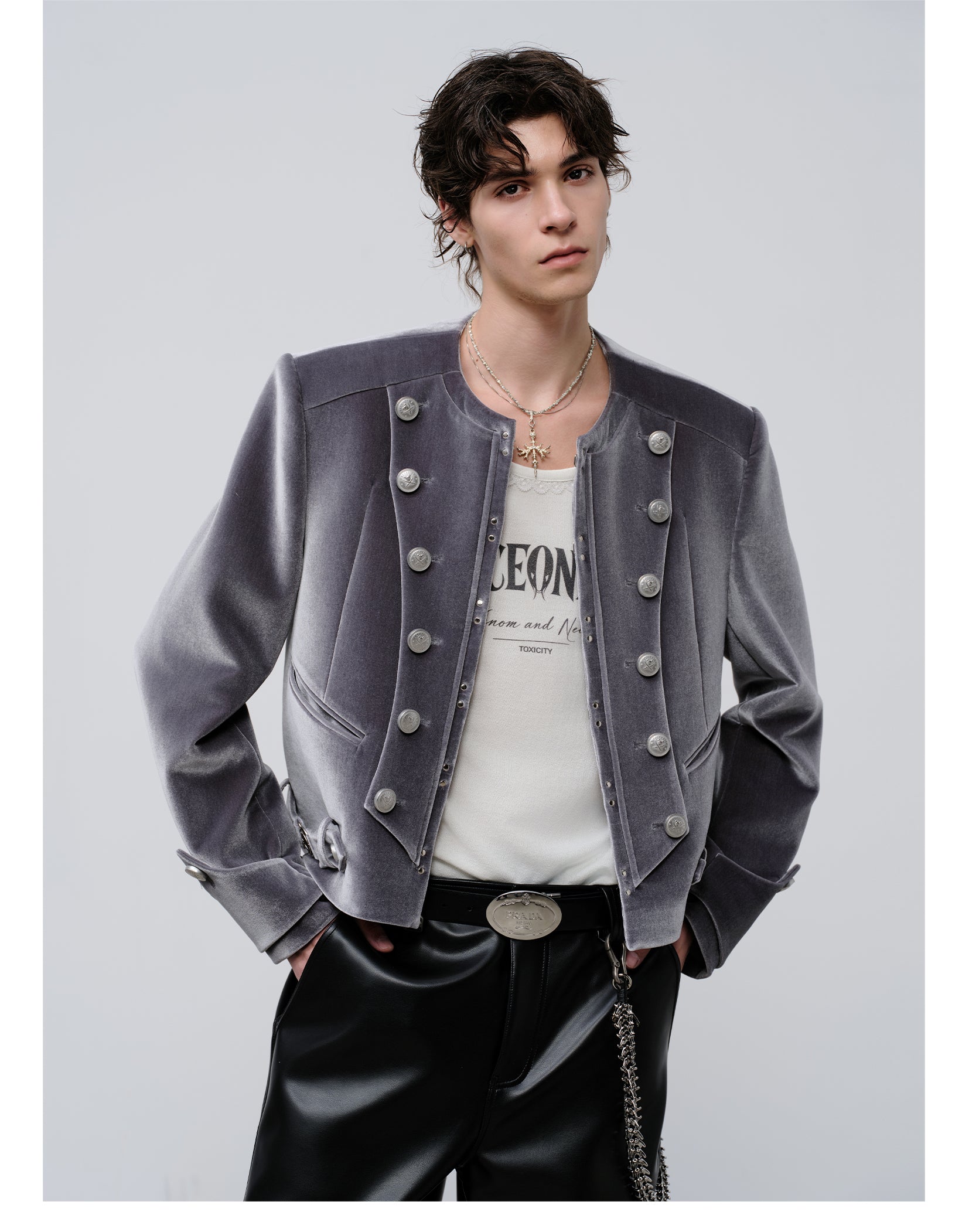 FACEONLAB Velvet Napoleon Jacket