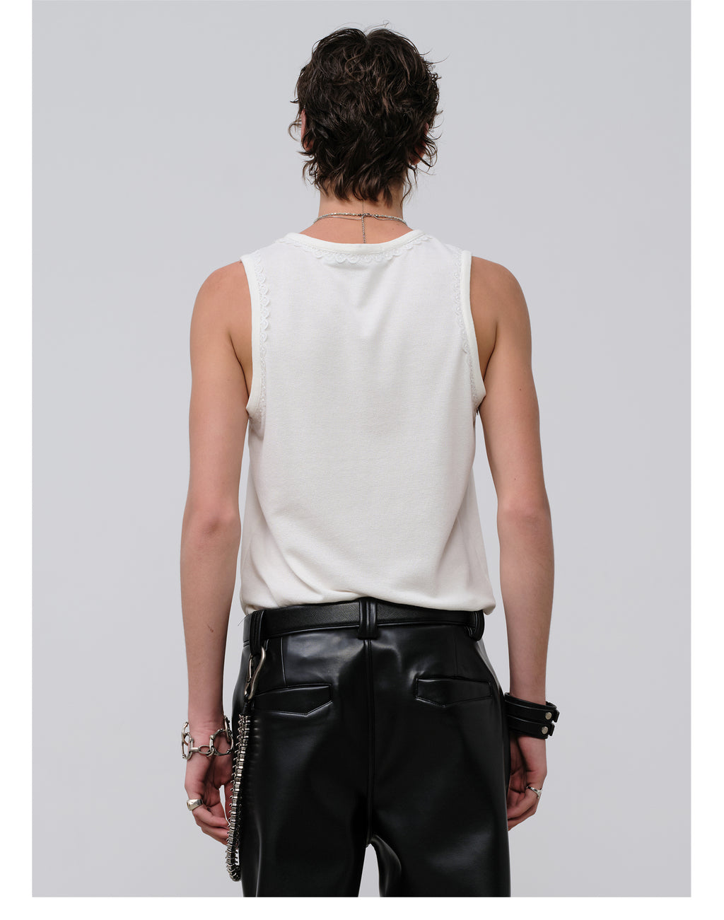 FACEONLAB Lace Trim Letter Print Cami Top