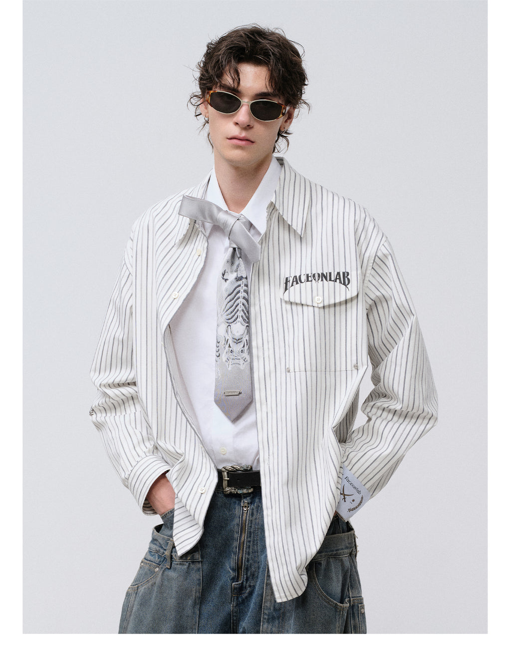 FACEONLAB Danger & Temptation Striped Animal Print Shirt