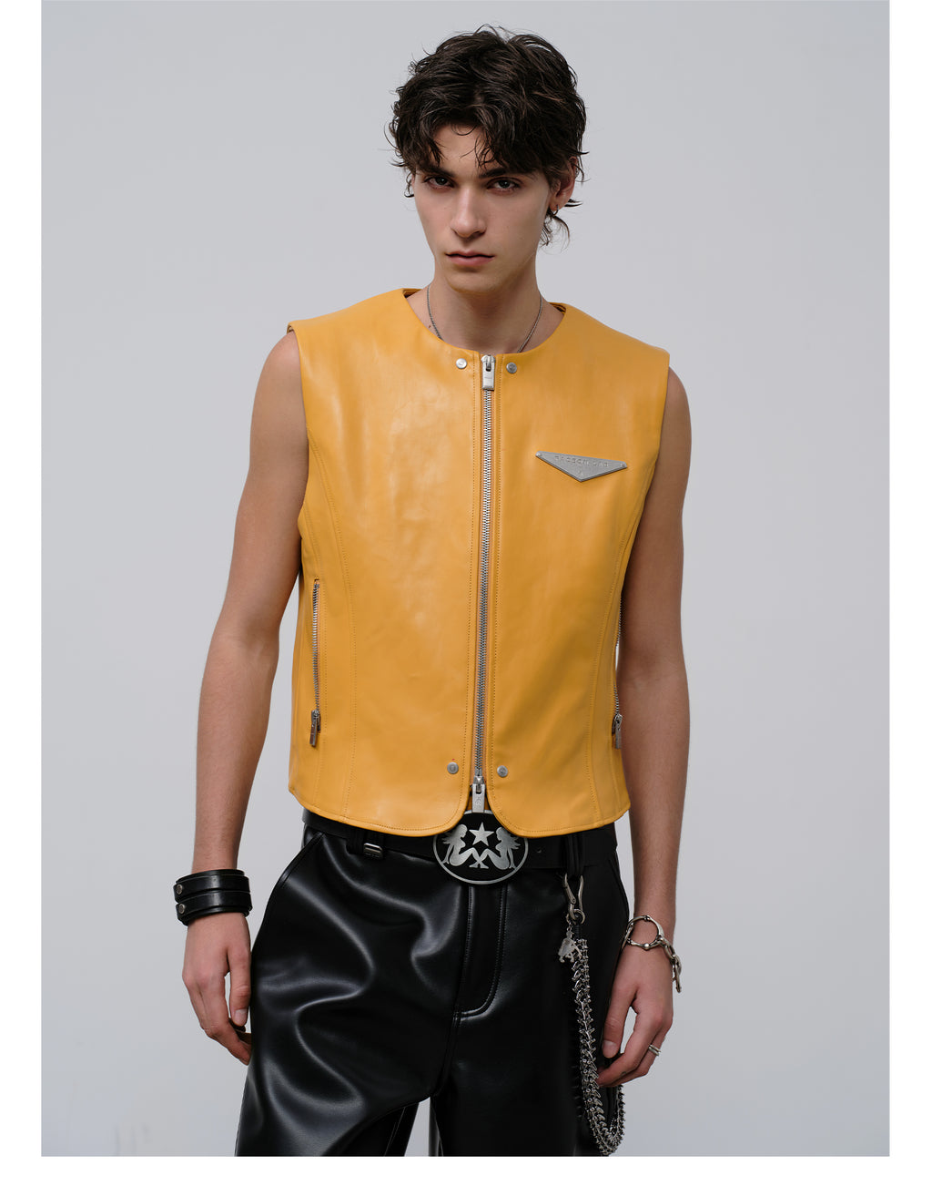 FACEONLAB Reversible Snake Print Faux Leather Vest