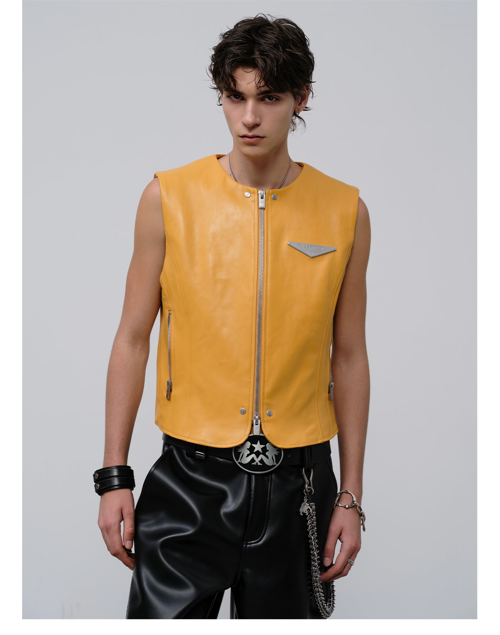 FACEONLAB Reversible Snake Print Faux Leather Vest