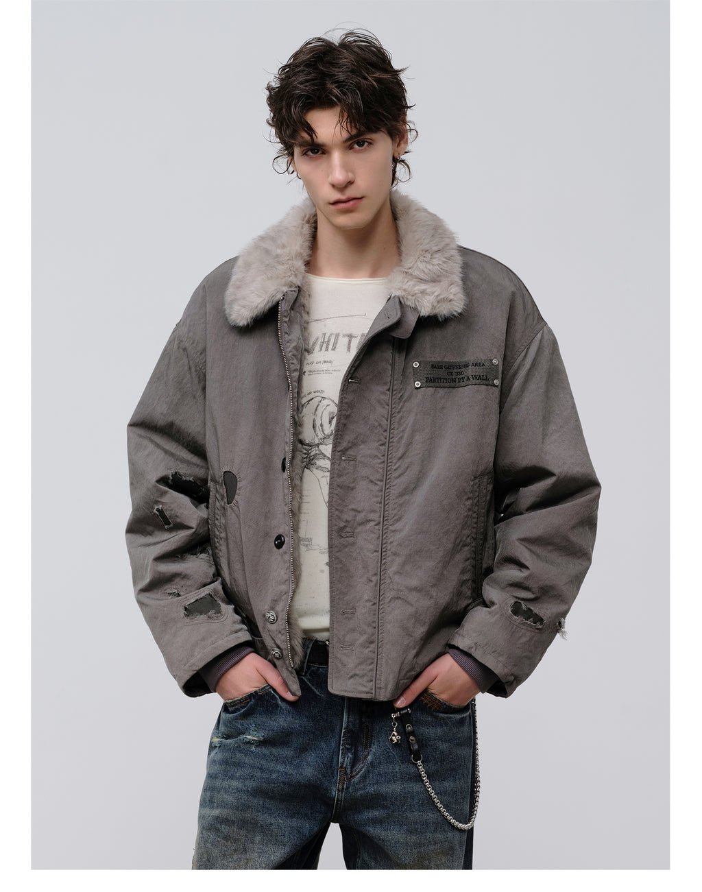 FACEONLAB Dual-Wear Distressed Deck Coat