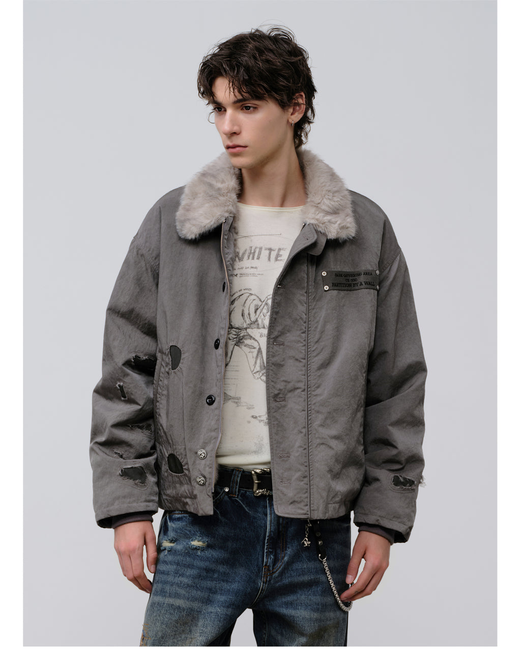 FACEONLAB Dual-Wear Distressed Deck Coat