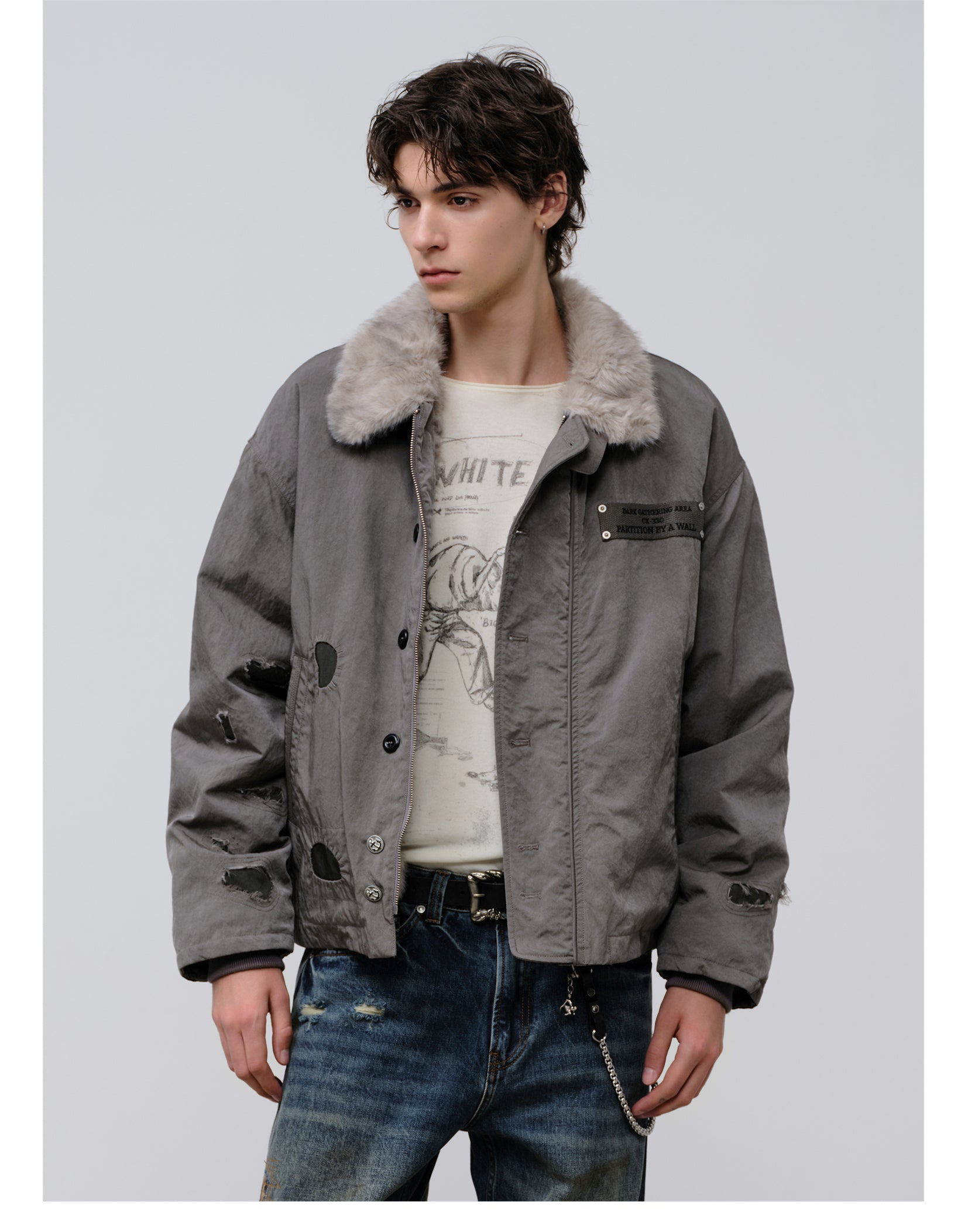 FACEONLAB Dual-Wear Distressed Deck Coat