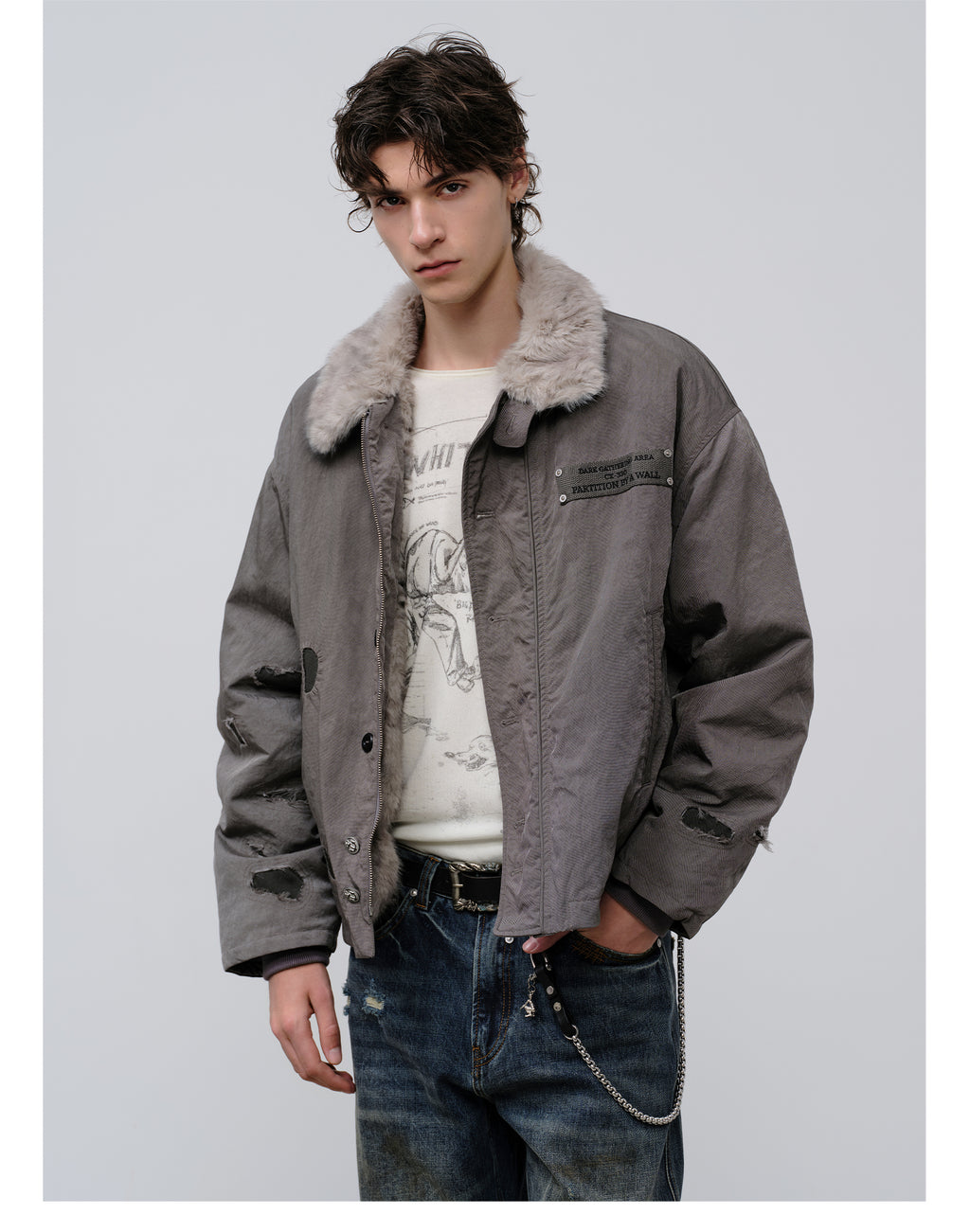 FACEONLAB Dual-Wear Distressed Deck Coat