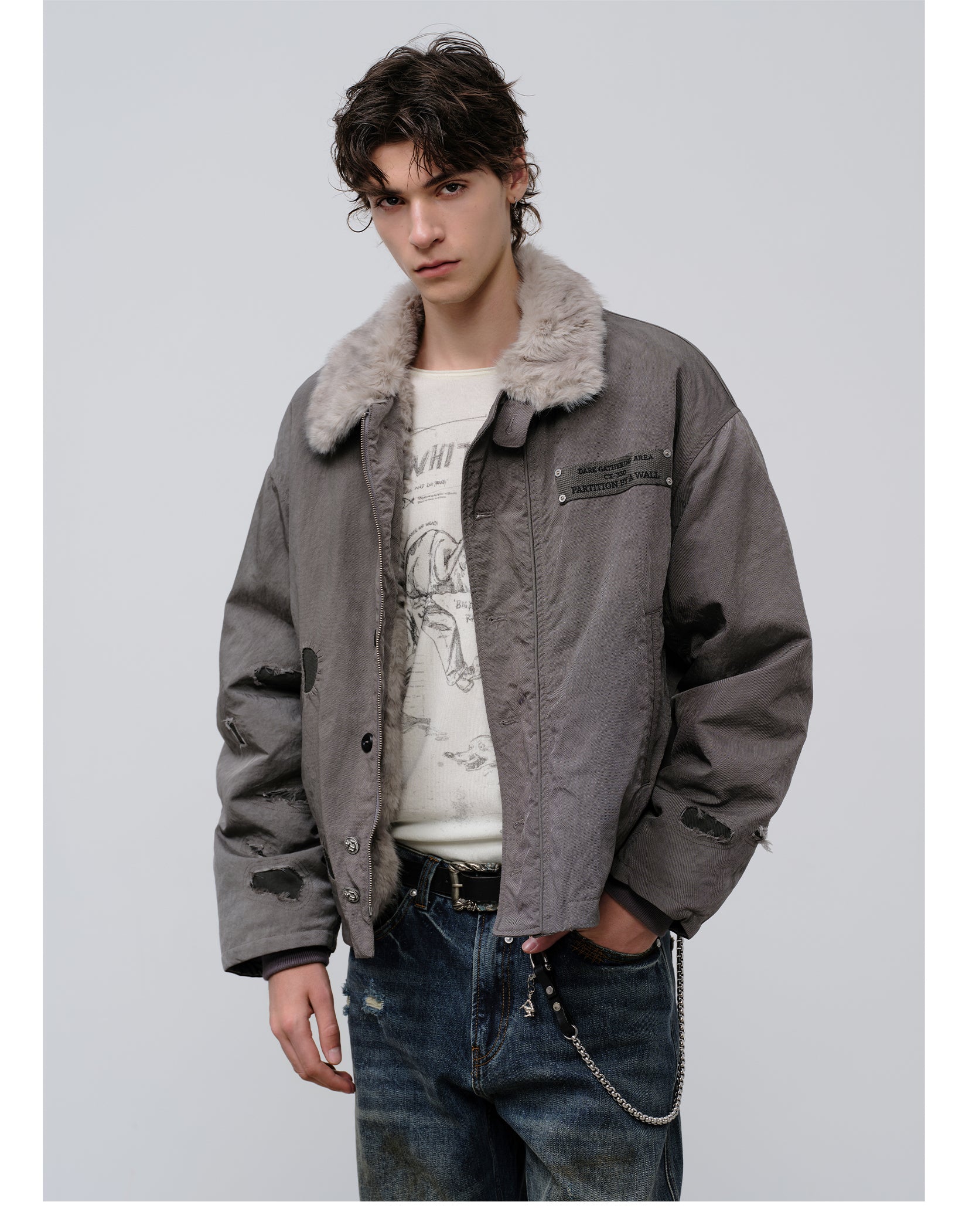 FACEONLAB Dual-Wear Distressed Deck Coat