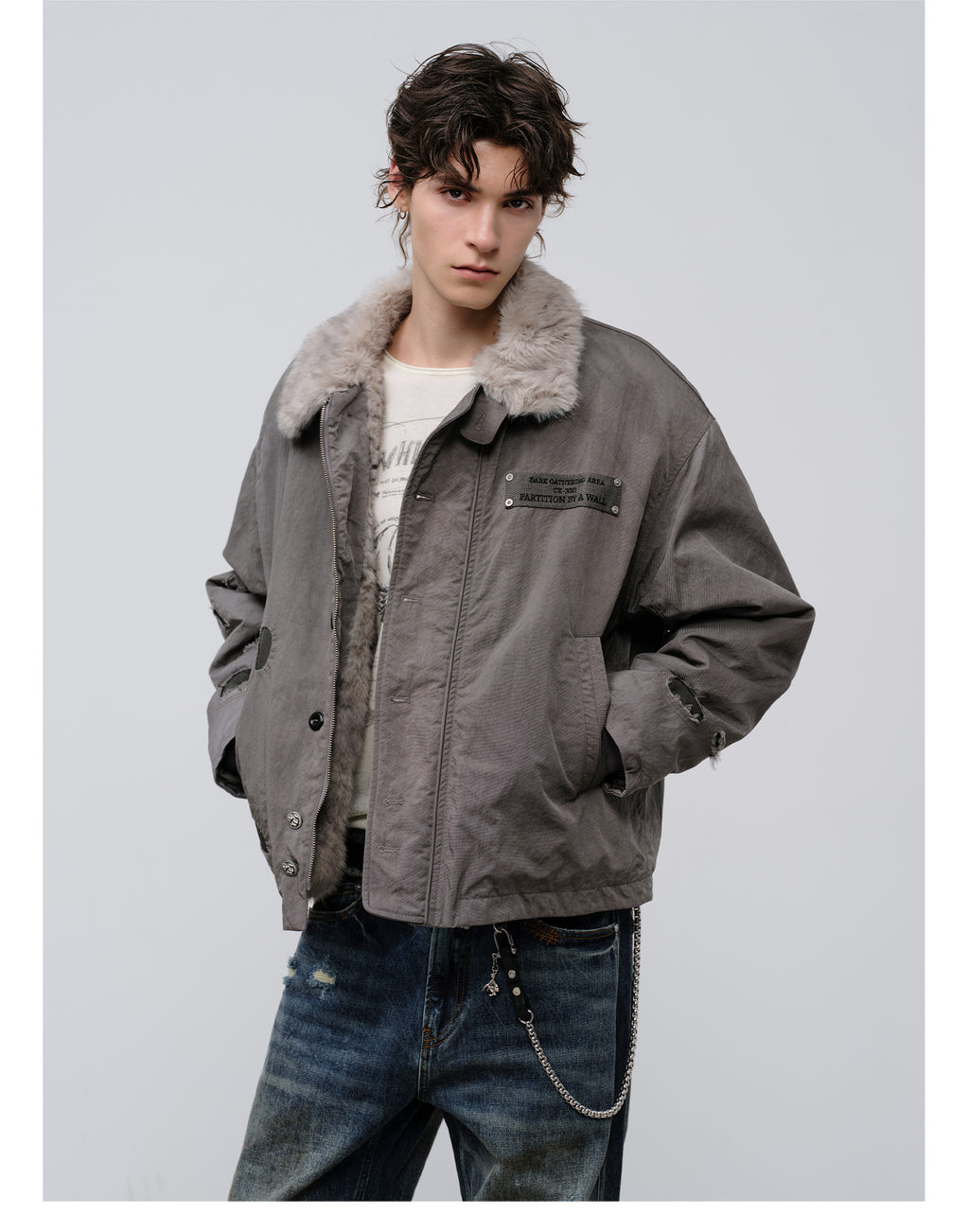FACEONLAB Dual-Wear Distressed Deck Coat