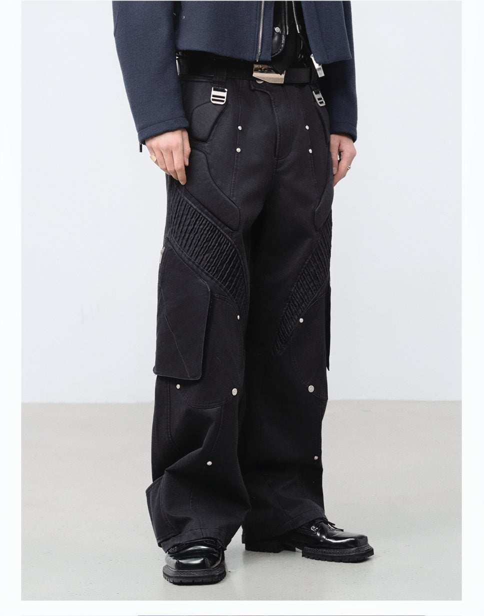 FACEONLAB Washed Submarine Soldier Shell Cargo Pants