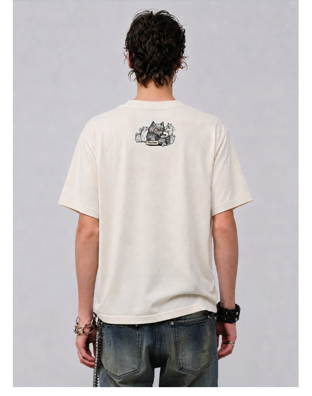 FACEONLAB Cartoon Big Bad Wolf Warrior Graphic T-shirt