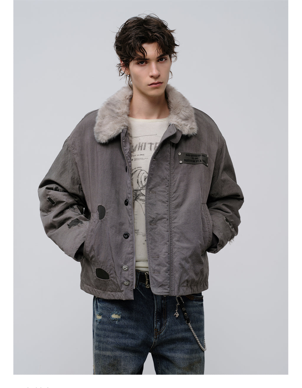 FACEONLAB Dual-Wear Distressed Deck Coat