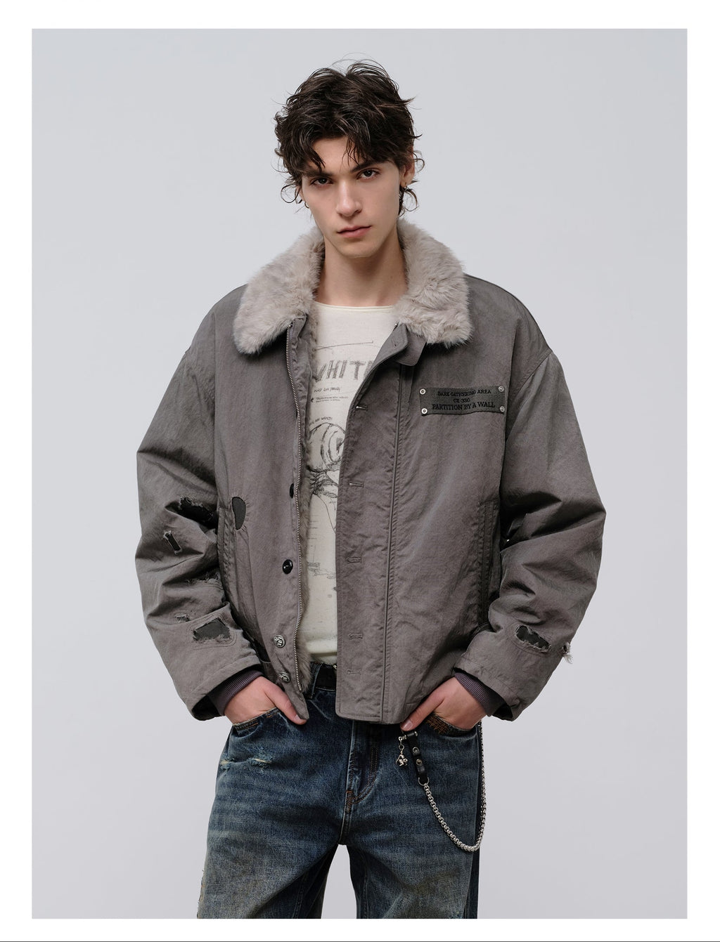 FACEONLAB Dual-Wear Distressed Deck Coat