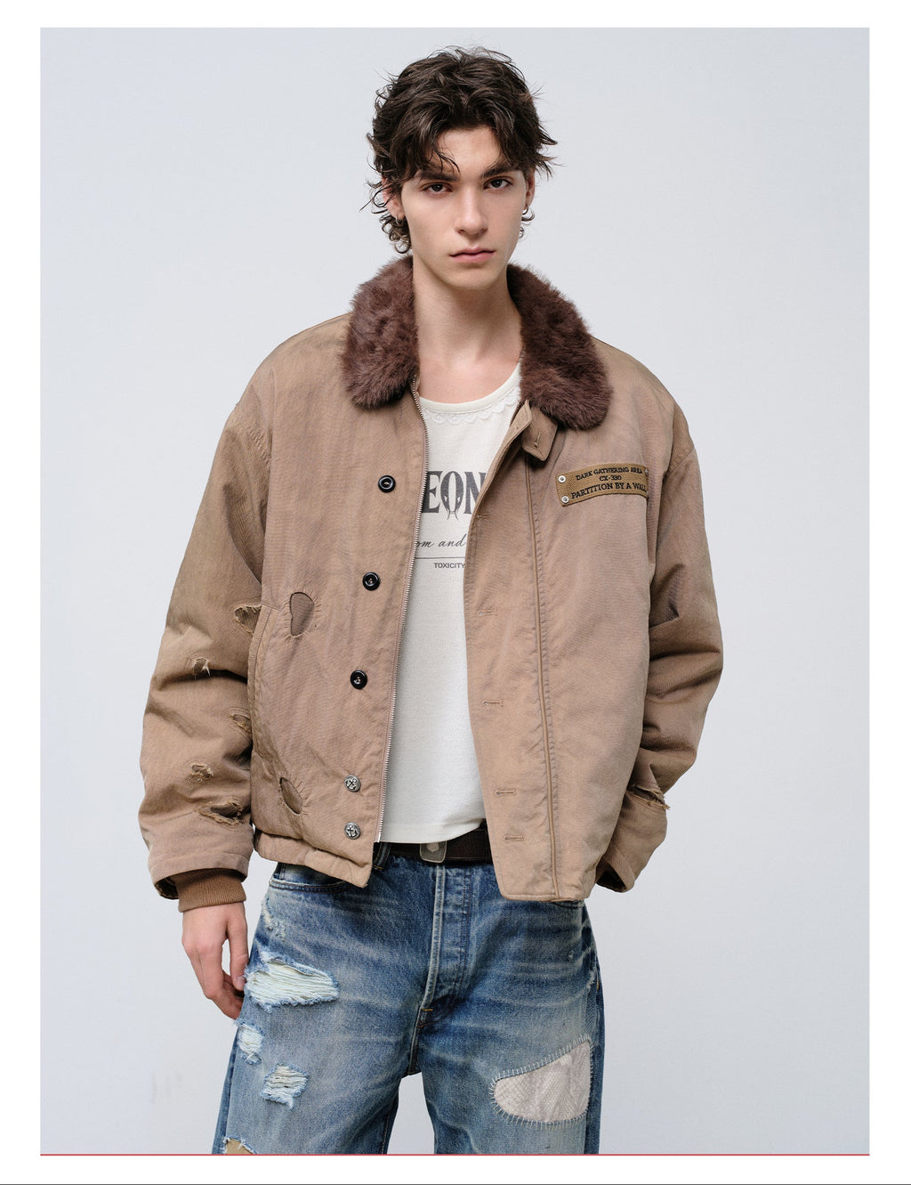 FACEONLAB Dual-Wear Distressed Deck Coat