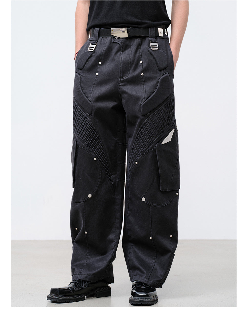 FACEONLAB Washed Submarine Soldier Shell Cargo Pants