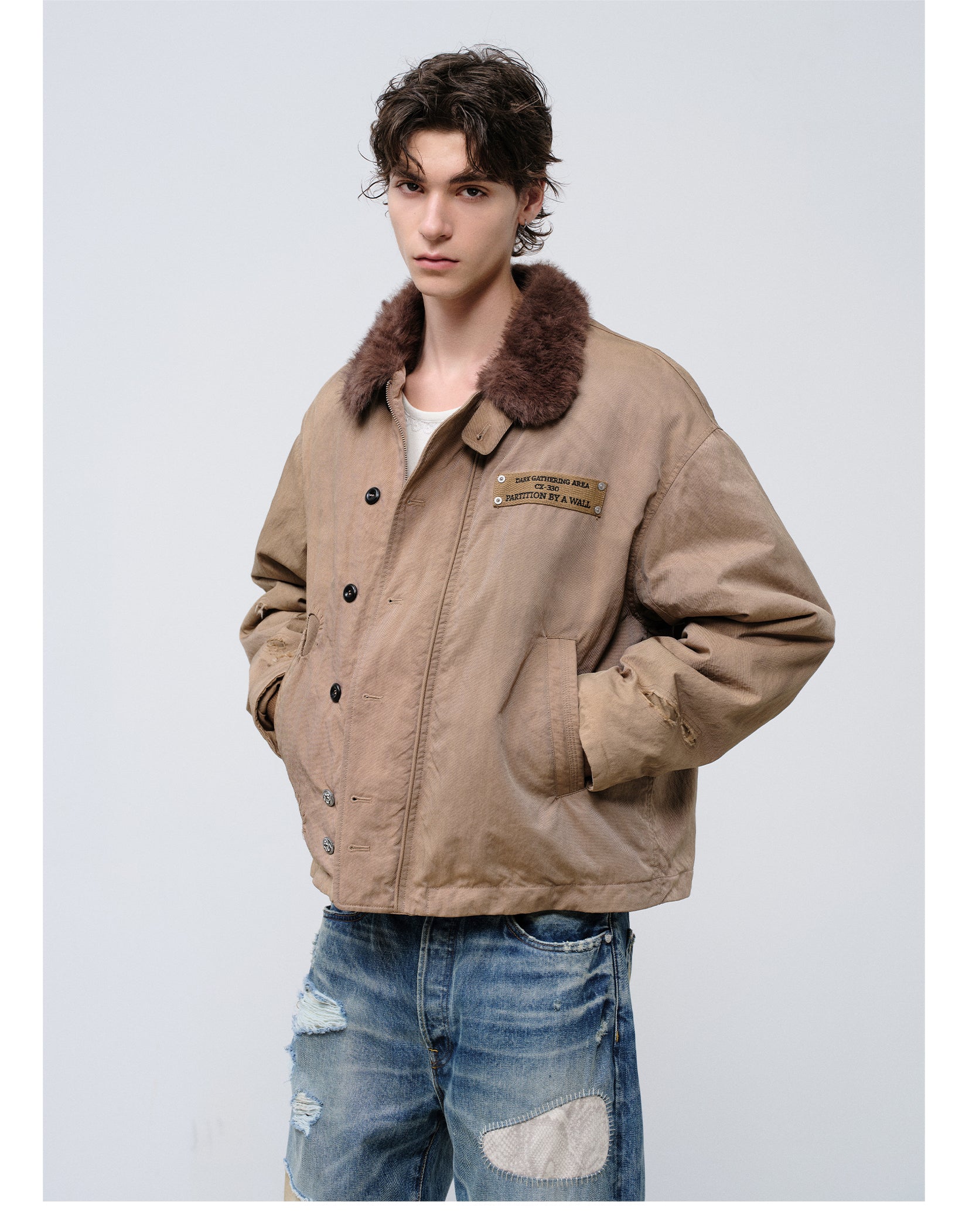 FACEONLAB Dual-Wear Distressed Deck Coat
