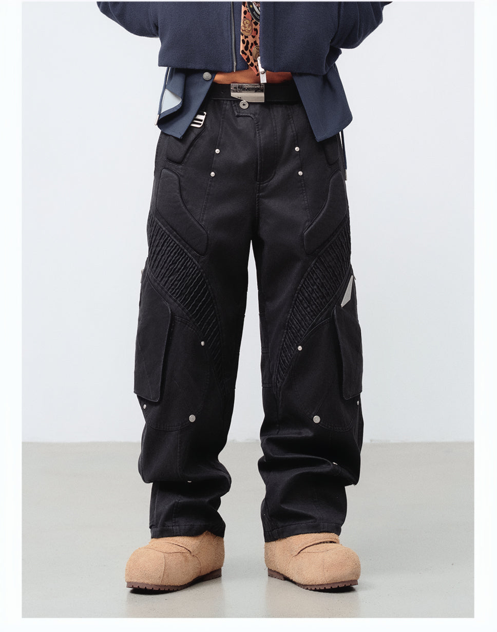 FACEONLAB Washed Submarine Soldier Shell Cargo Pants