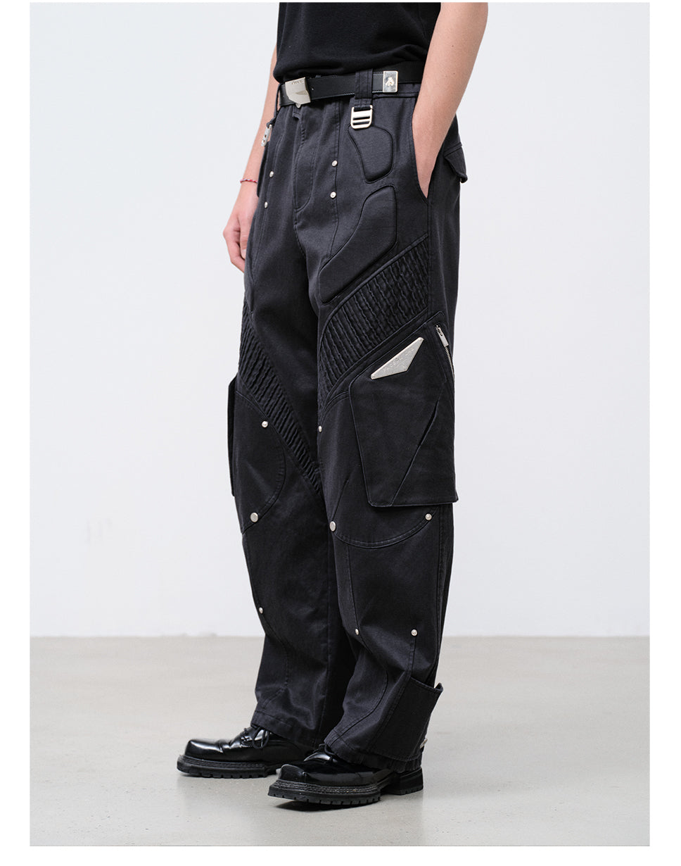 FACEONLAB Washed Submarine Soldier Shell Cargo Pants