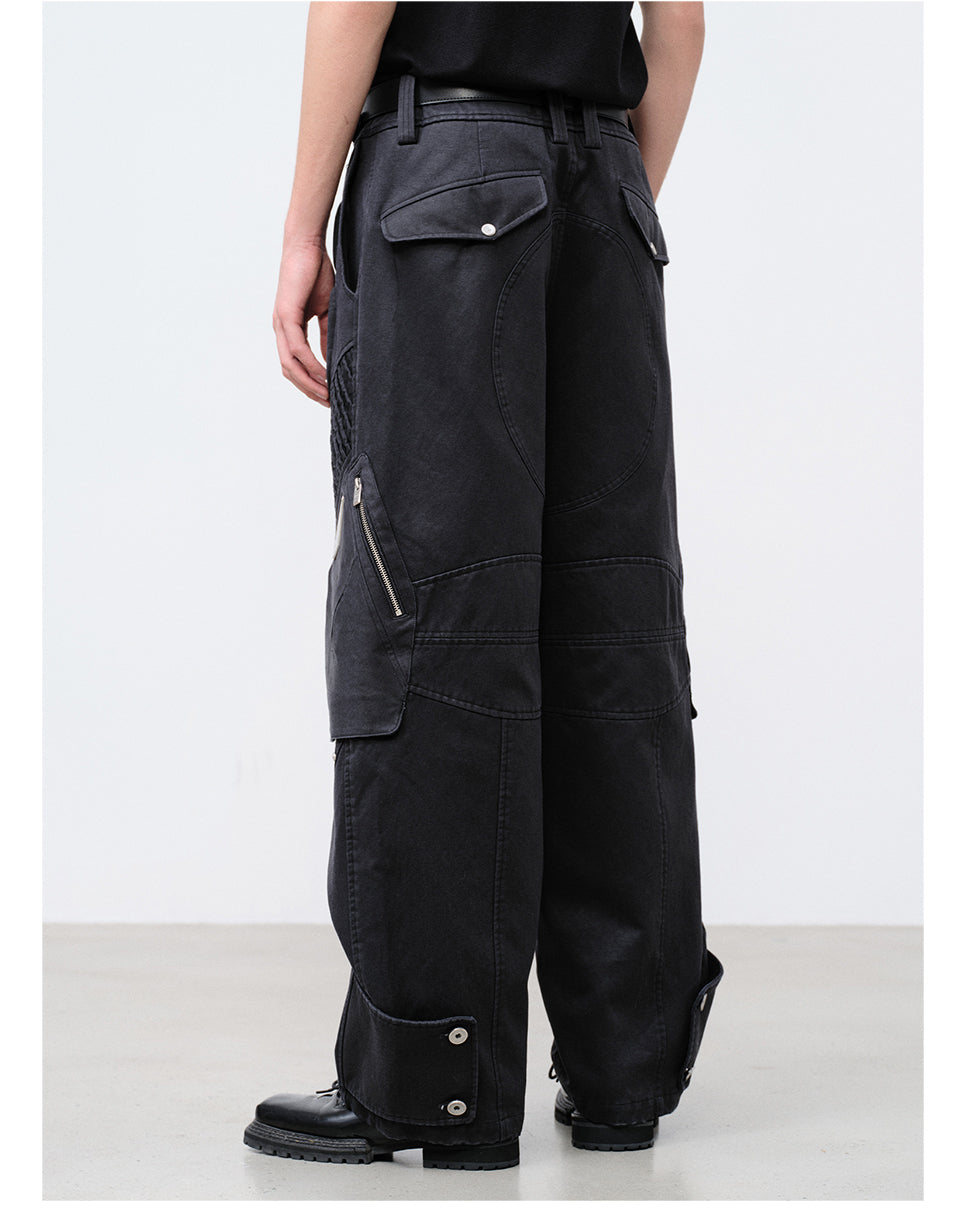 FACEONLAB Washed Submarine Soldier Shell Cargo Pants