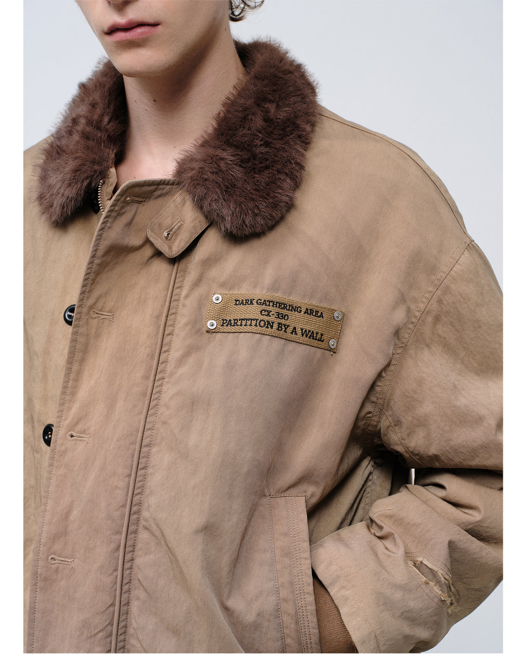 FACEONLAB Dual-Wear Distressed Deck Coat