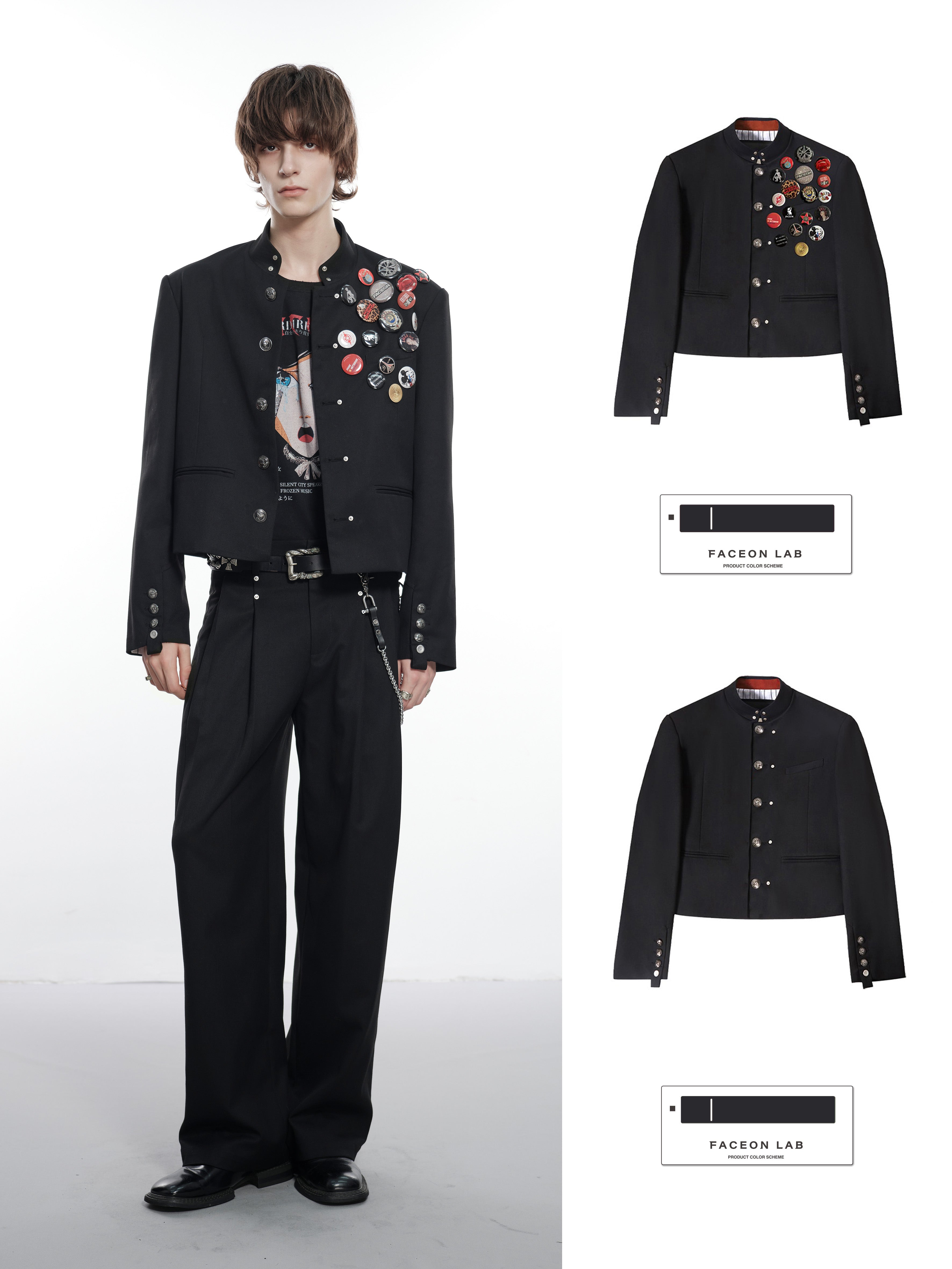 FACEONLAB Wool Cropped Uniform Blazer